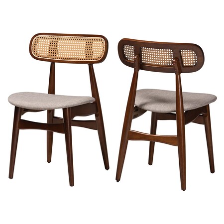 Baxton Studio Tarana Mid-Century Modern Grey Fabric and Walnut Brown Finished Wood 2-Piece Dining Chair Set, PR 234-2PC-13289-ZORO